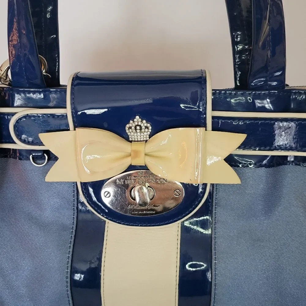 My Flat In London Ashby Small Handheld Blue Satchel